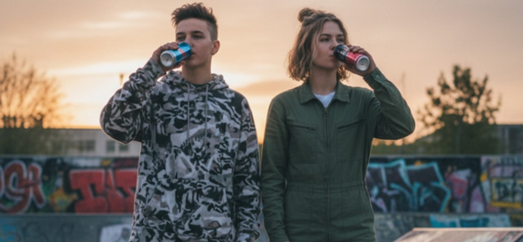 Teenager trinken Energy Drinks